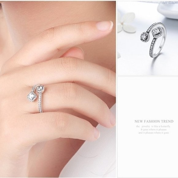 ⚡  925 Silver Plated Crystal, Clear CZ Open Finger Ring, FB16FA1142 - Picture 6 of 6